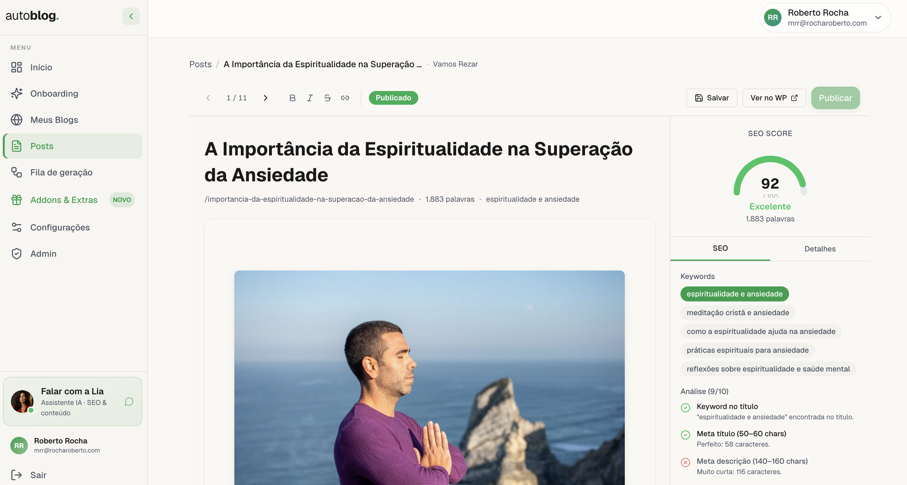 Tela do AutoBlog
